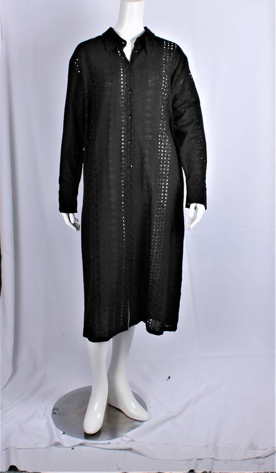 Alice & Lily 100% COTTON  full length cotton broderie dress/duster black  STYLE : AL/437